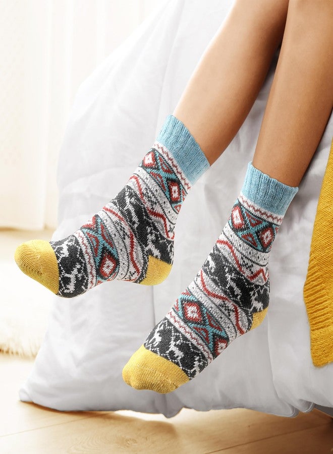 FIEGEl 5 Pack Women Wool Socks, Winter Warm Cabin, Thick Cozy Soft Crew Socks, Stocking Stuffers Gifts for Women Men - Image 4